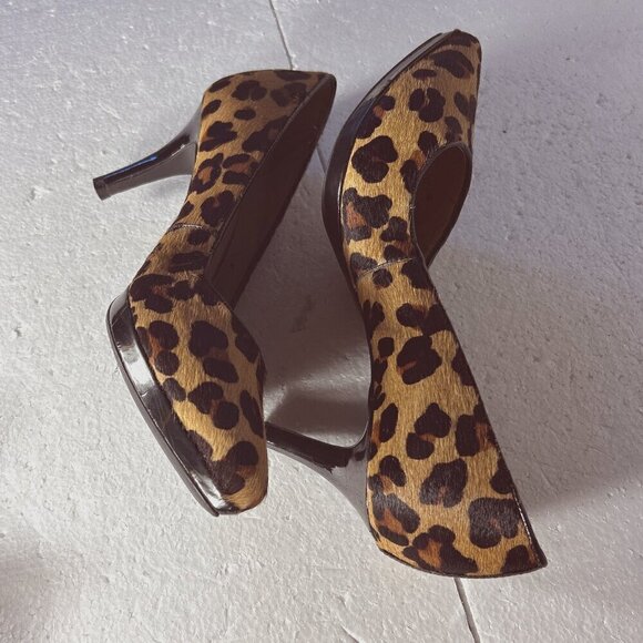 Antonio Melani SZ9 Leopard calf hair leather heels Chic Old Money Timeless - Picture 5 of 10